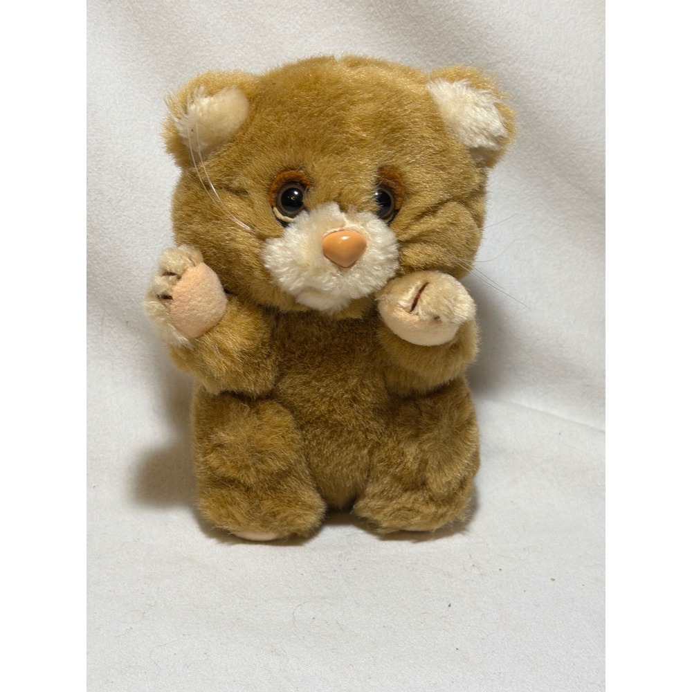 Vintage 1984 Applause Little Beggar Teddy Bear Plush Brown Tan 6 inch Toy